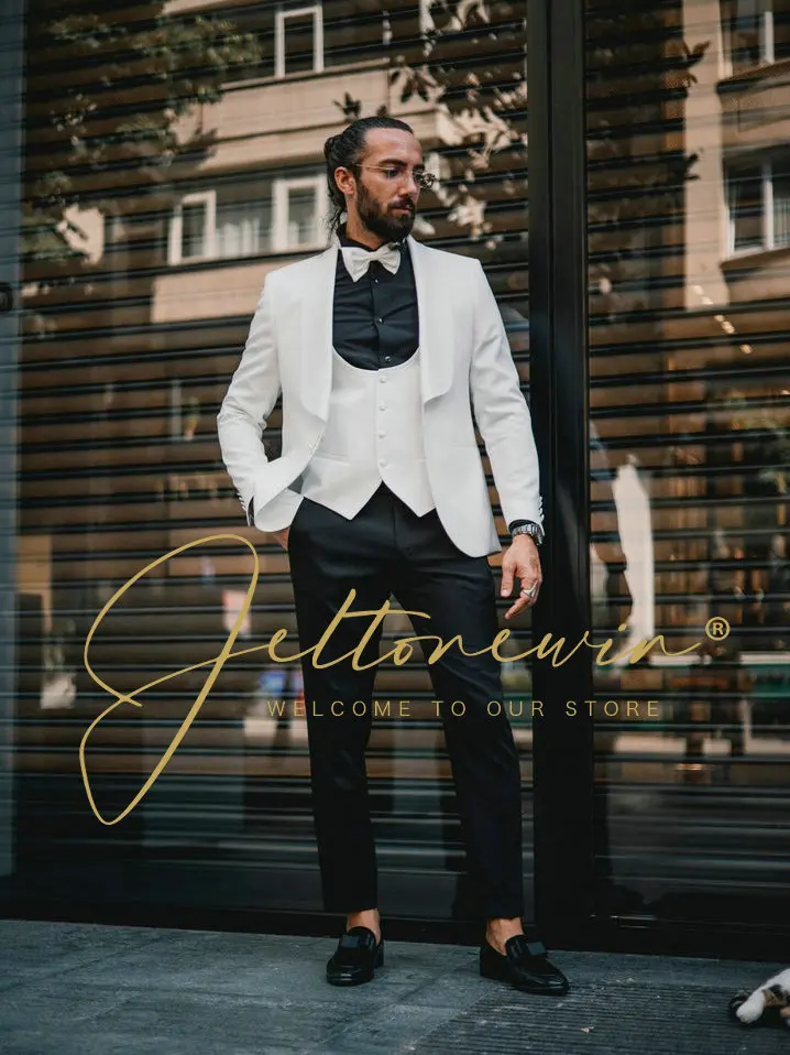 Suits For Men (Blazer+ Vest + Pants) Men's Business Gentleman Fashion Slim Dress Wedding Best Man Suit traje de hombre elegante