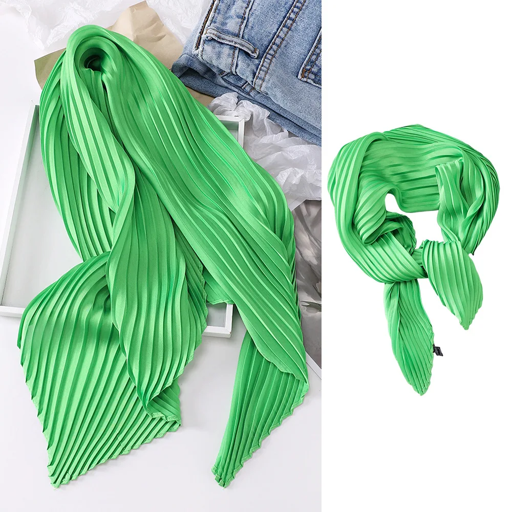 المهنية التجعيد وشاح خفيفة الوزن مربع التفاف بلون وشاح للرقبة المرأة مكتب منديل ربيع الخريف الأساسية