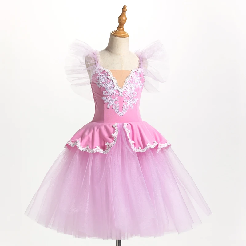 Pink Ballerina Dress Girls Ballet Skirt Long Dance Dress For Children Women Performance Costumes Girls Sling Belly Dance Clothes