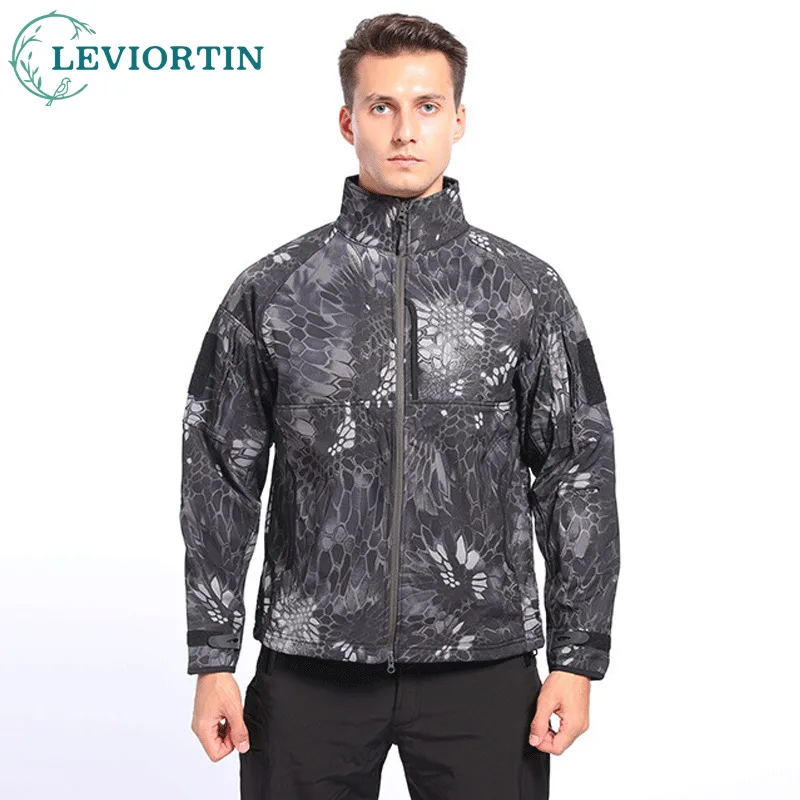 Tactical Jacket for Men Outdoor Military Shark Skin Soft Shell Combat Windbreaker Coats Waterproof Bomber Cargo Fleece Jackets