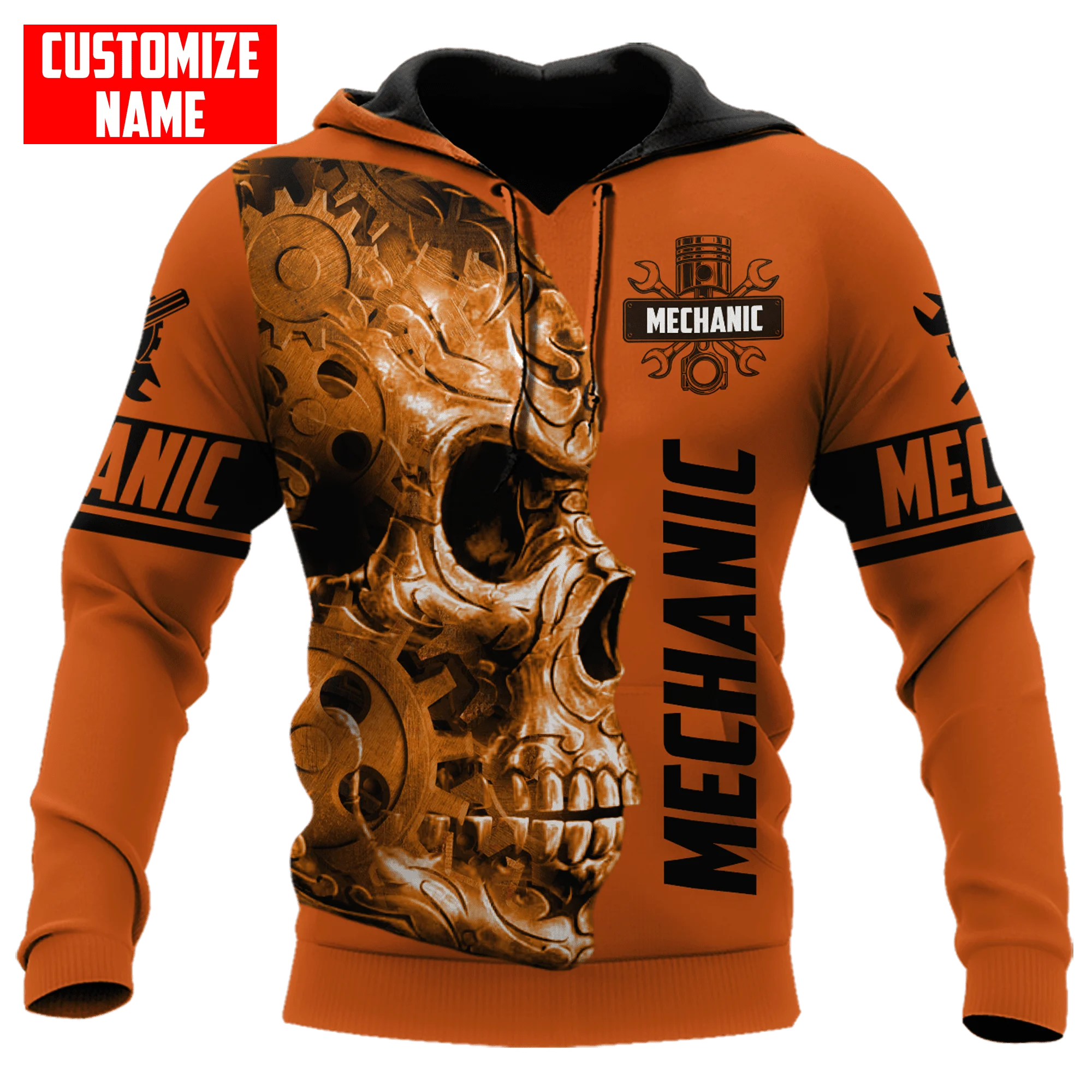 

Personalized Name Mechanic Skull 3D All Over Printed Men Hoodie Unisex Hooded sweatshirt Streetwear Casual zipper hoodies DK435