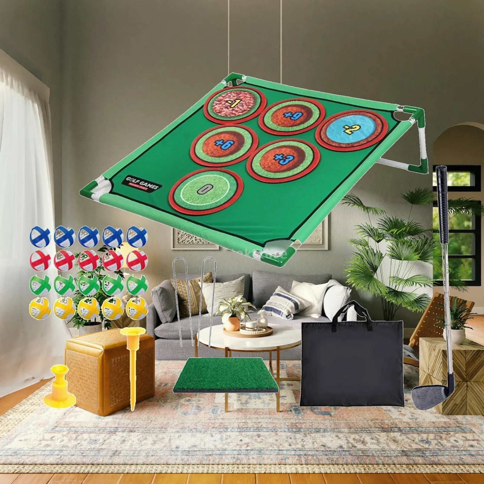 golf-practice-mat-portable-chipping-game-set-soft-mat-sticky-balls-indoor-outdoor-target-practice-for-kids-family