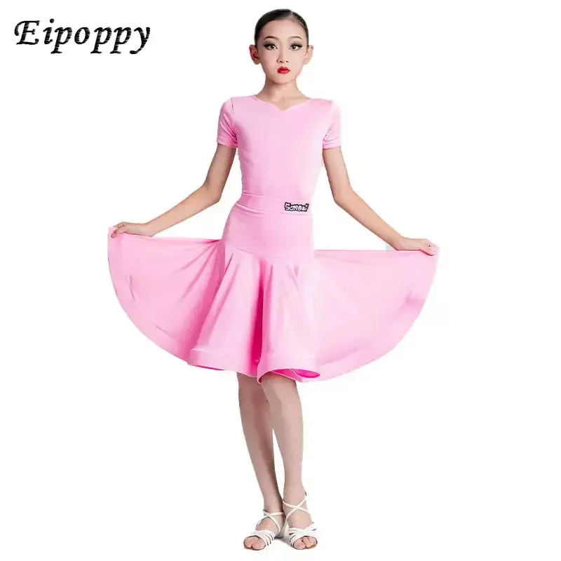 女の子の大きなスイングドレス、プロの競技、子供のlatinトレーニング、新しいパフォーマンス