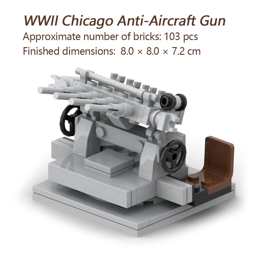 

Строительные блоки MOC, военная модель США, военная модель Второй мировой войны, Чикаго, пистолет против самолета, детская строительная модель, 103 шт., кирпичи
