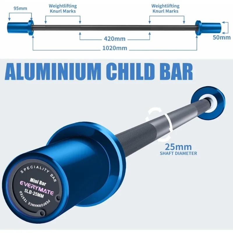 5LB Mini Barbell Bar for Total Body Workout Strength Training for Women Youth Kids Beginners