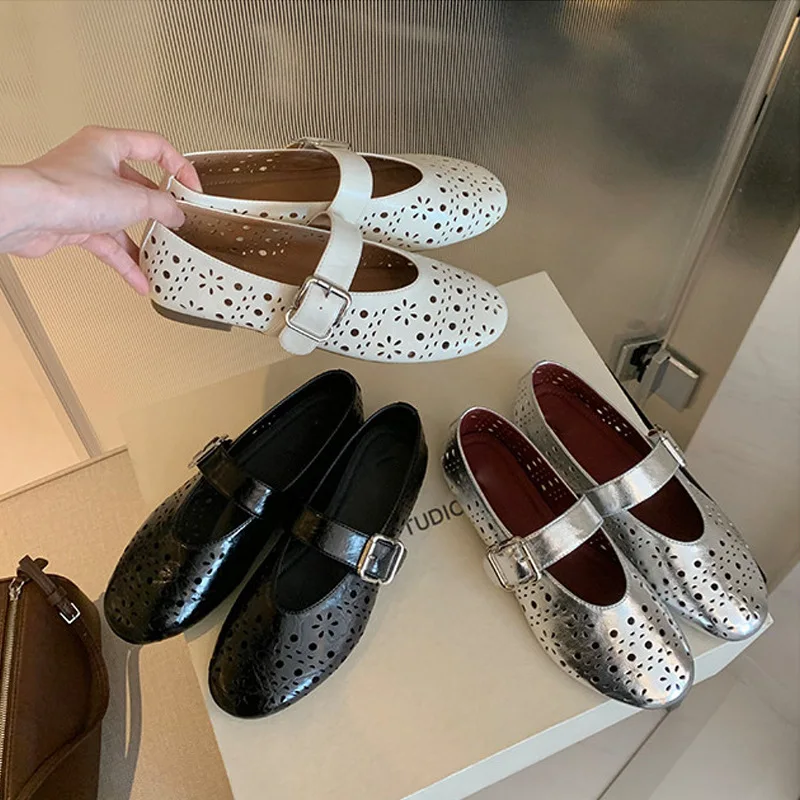 

Retro Hollow Women's Mary Jane Flats Breathable Casual Women's Sandals Soft Sole Daily Outdoor Woman's Shoes Sandalias De Mujer