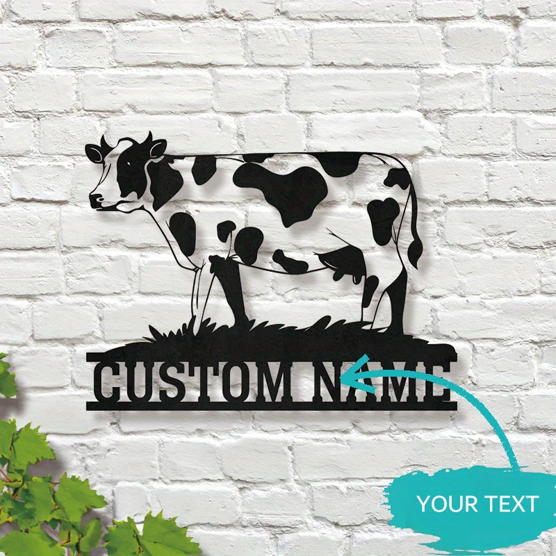 Custom Vintage Cow Farmhouse Metal Sign - Personalized Farm Wall Art, Barn Ranch Rustic Decor, Farmer Gift.