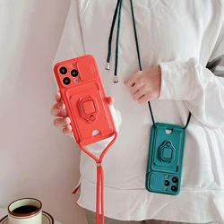 Crossbody Lanyard Card Slots Ring Holder Case For Xiaomi POCO X3 NFC M3 Redmi Note 11 11S 10 10S 9S Pro Max 9T 9C Silicone Cover