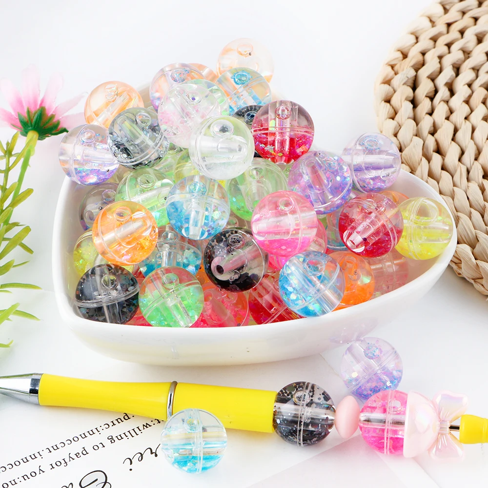 Transparent Oil Liquid Beads Quicksand Water Core Round Acrylic Beads Diy Jewelry Necklace Bracelet Keychain Accessories