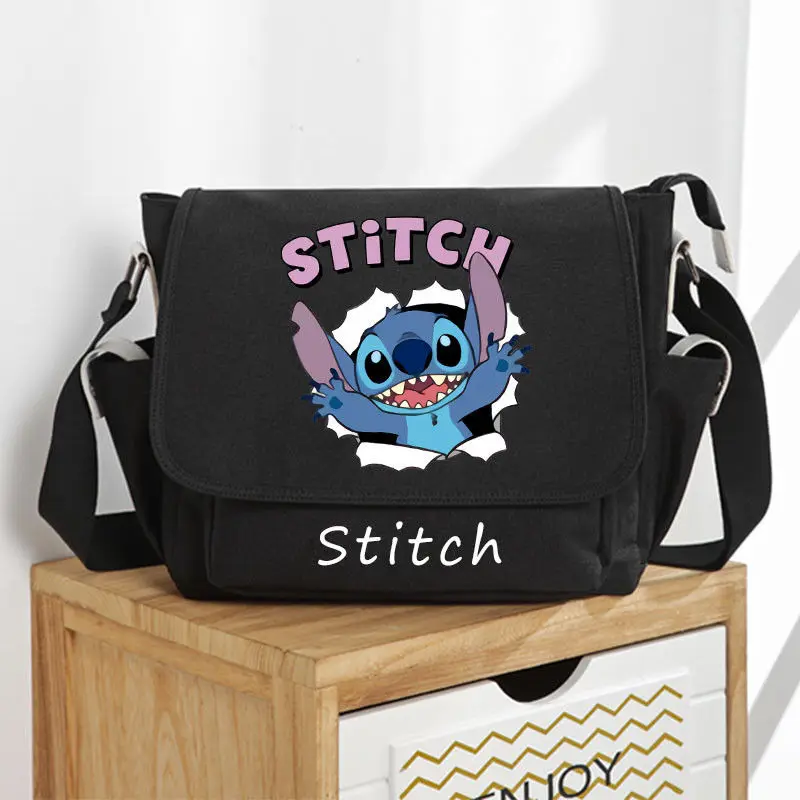 Imagem -02 - Disney Cartoon Stitch Shoulder Bolsa para Homens e Mulheres Unissex Alta Capacidade Fofa Casual Mensageiro Escola Estudantes Moda