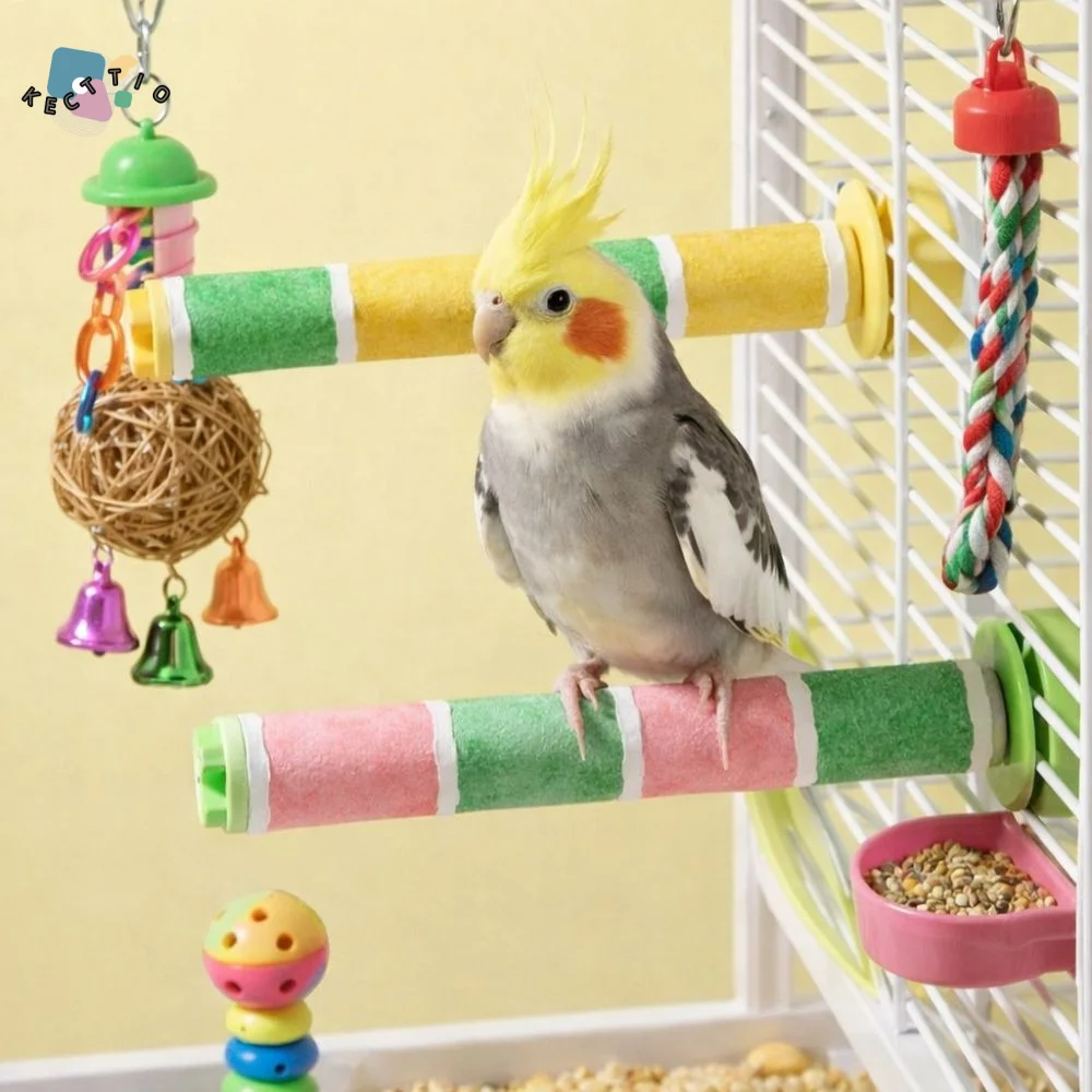 Estante de estación de percado de loros esmerilados, resistente al desgaste, resistente a mordeduras, varilla de molienda de garra de pájaro, palo de pie antideslizante estable para loros