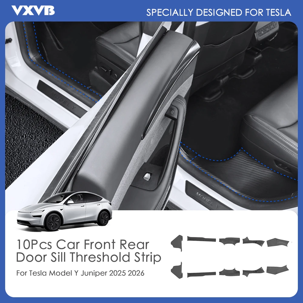 

For Tesla Model Y Juniper 2025 2026 Front Rear Door Sill Protective Pad Cover 10Pcs Guard Threshold Bumper Strip Car Accessories