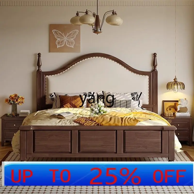 

LMM medium and ancient style solid wood retro master bedroom double bed 1.5 simple 1.8 modern soft bag antique wedding bed