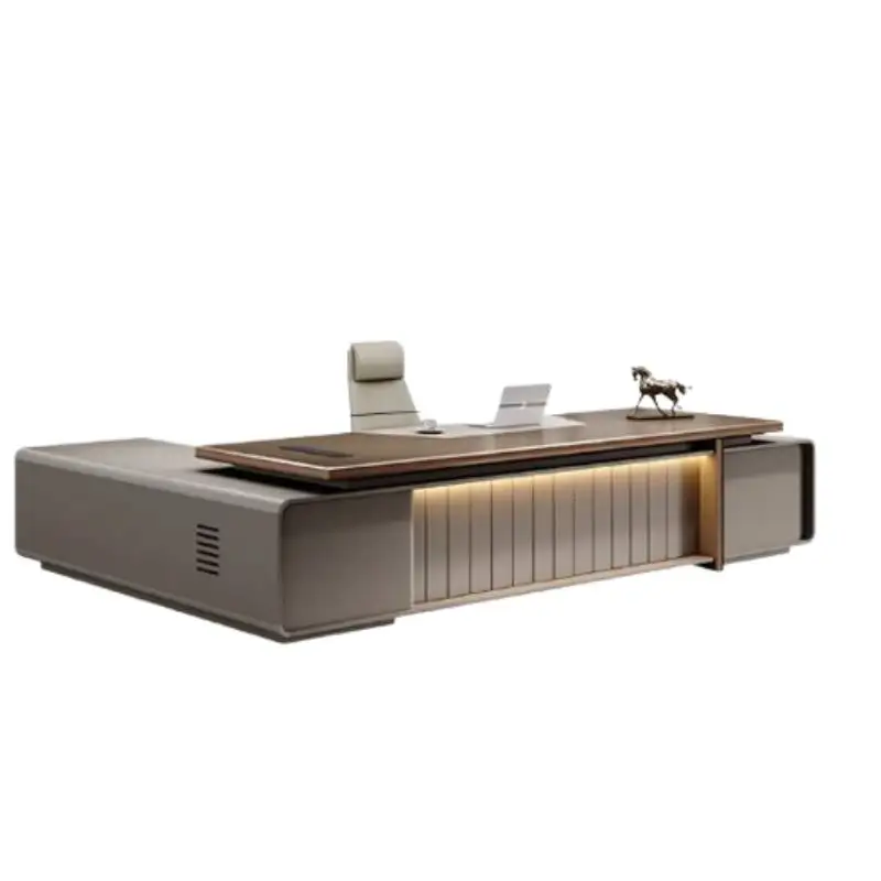 Bureau de bureau de direction de rangement marron, grands et grands bureaux d'ordinateur modernes, tiroirs de luxe, meubles pour petits espaces