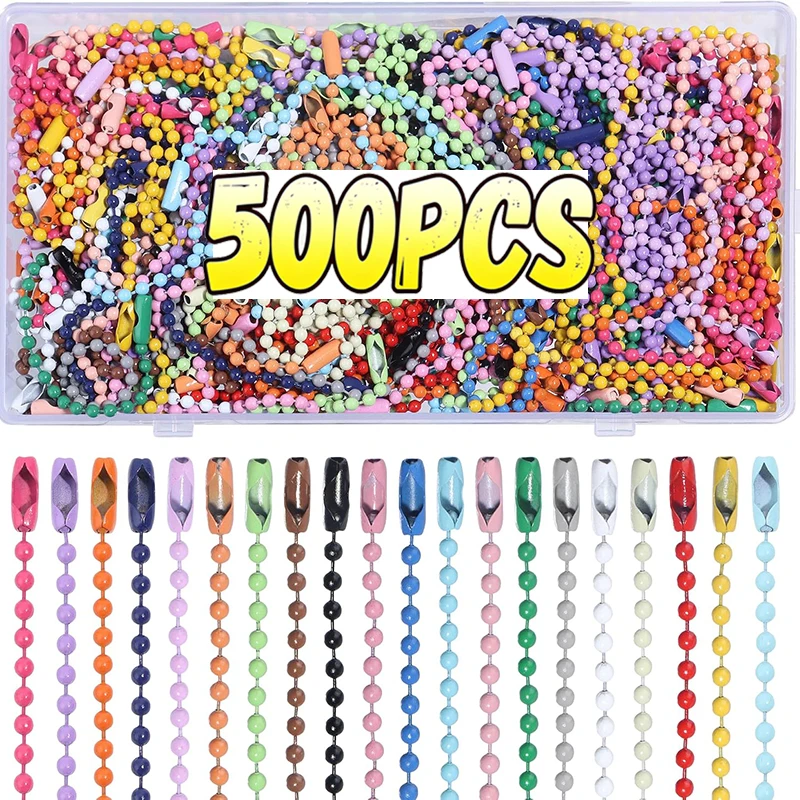 100/500pcs DIY Colorful Ball Bead Chains Dolls/Label Hand Tag Connector for DIY Handmade Jewelry Making Accessories