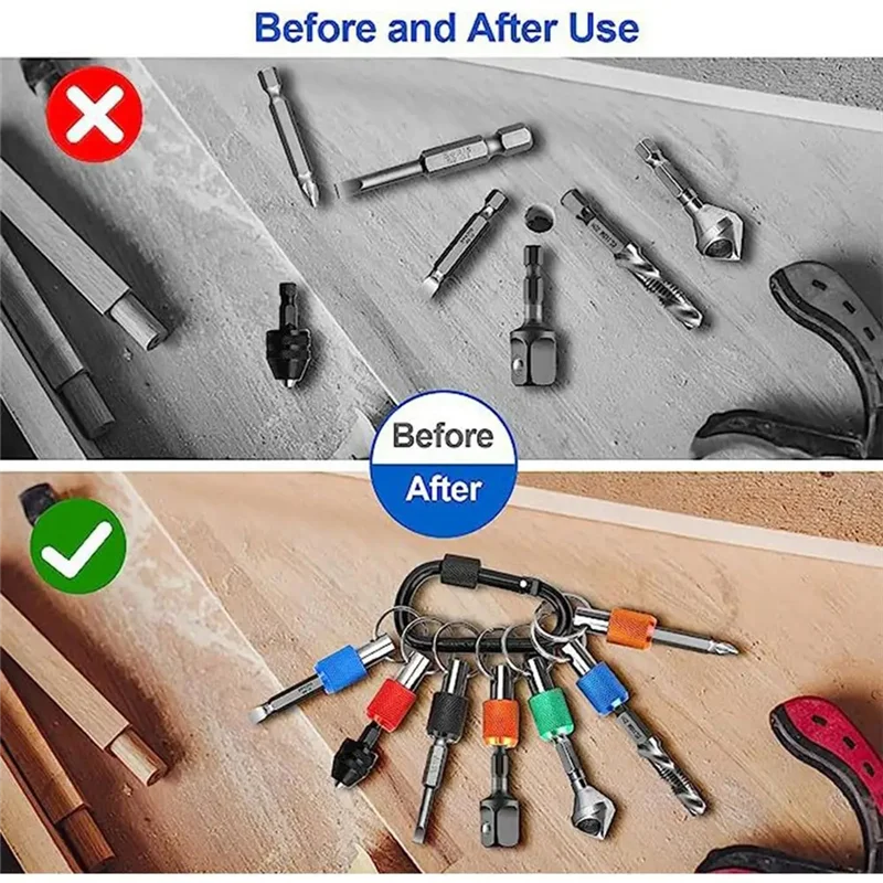 Portachiavi con punta esagonale da 1/4 di pollice Portachiavi con punta da trapano Cacciavite a sgancio rapido Portachiavi con codolo esagonale per moschettone Punta da trapano-AC17