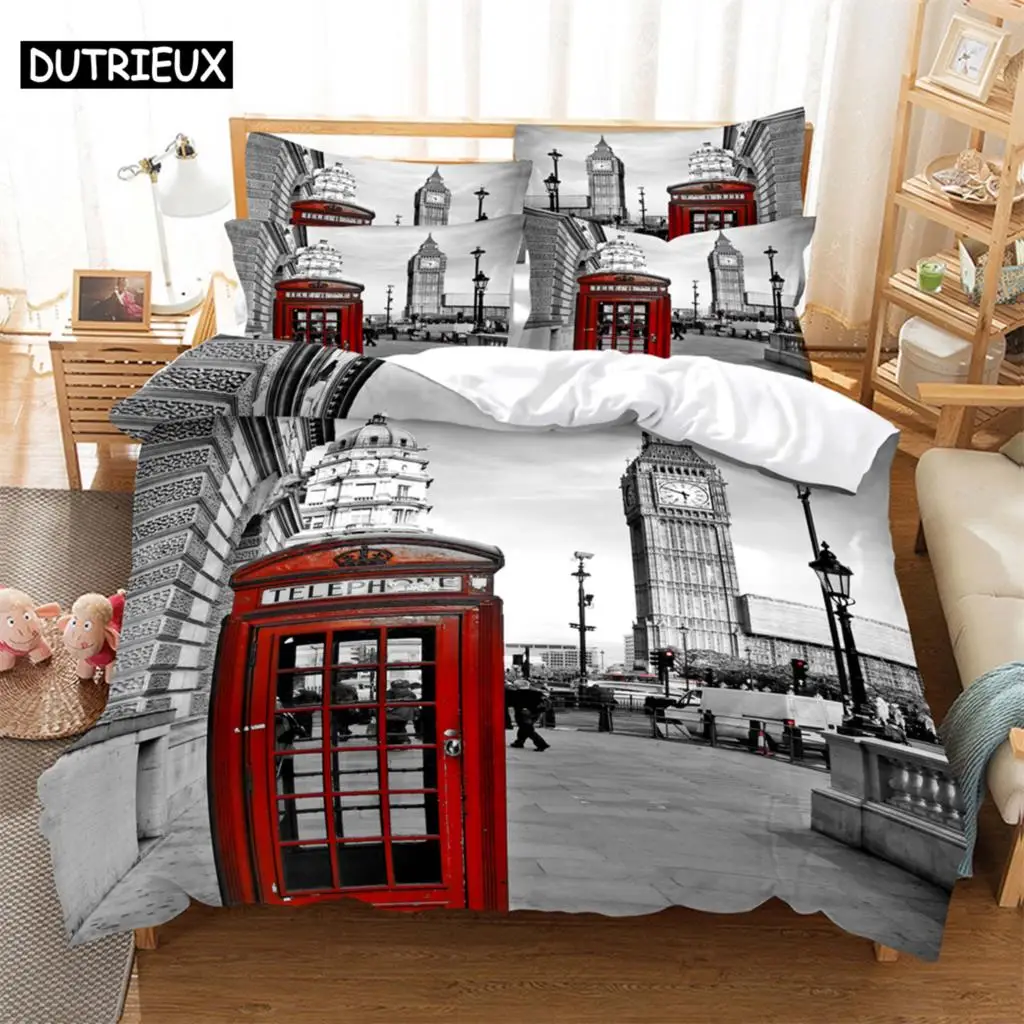 

Telephone booth 3D Digital Bedding Sets Home Bedclothes Super King Cover Pillowcase Comforter Textiles Bedding Set