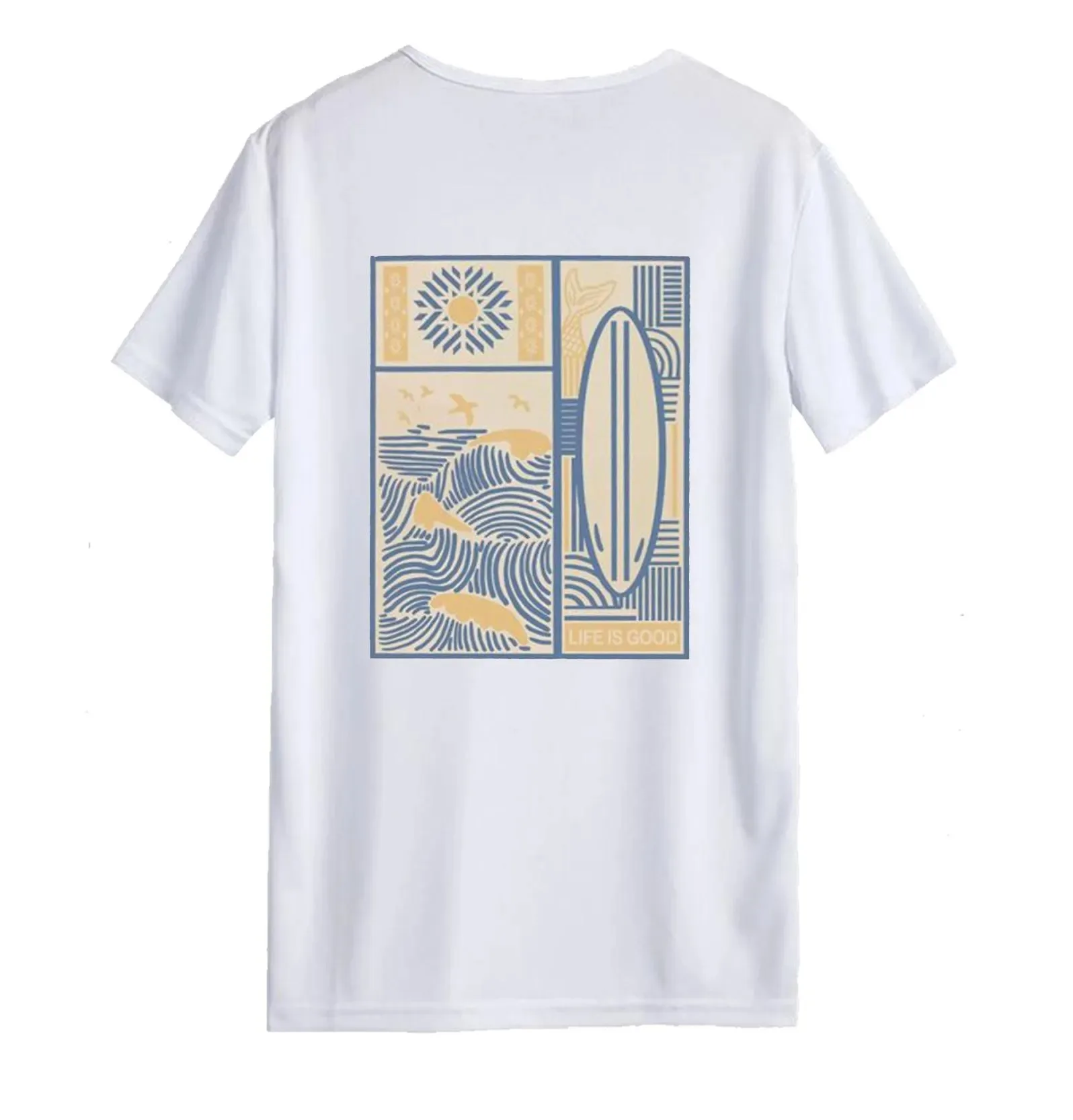

Life Is Good Board Pattern Surfing Trend Clothing Printing Summer Luxury Brand Cotton Men's and Women's T-Shirts Short Sleeves