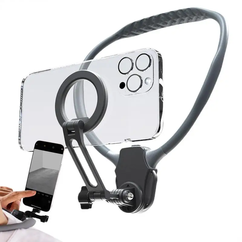

Magnetic Mobile Holder Neck Hanging Phone Stand Neck Hanging Bracket Portable Shooting Bracket For Cooking Riding Indoor