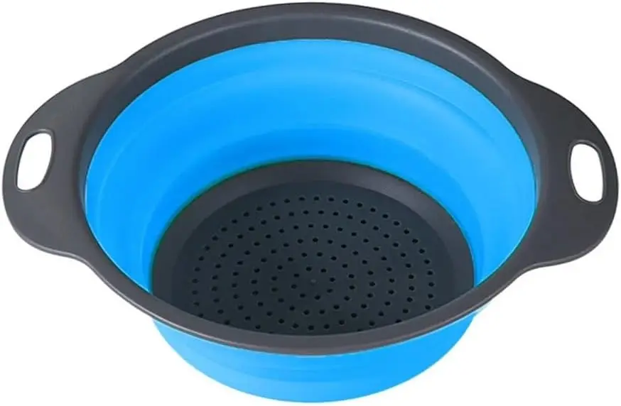 

Silicone Collapsible Colander Vegetable Fruit Washing Strainer Drainage Basket Round Drainer Bowl Folding Food Strainer with Han