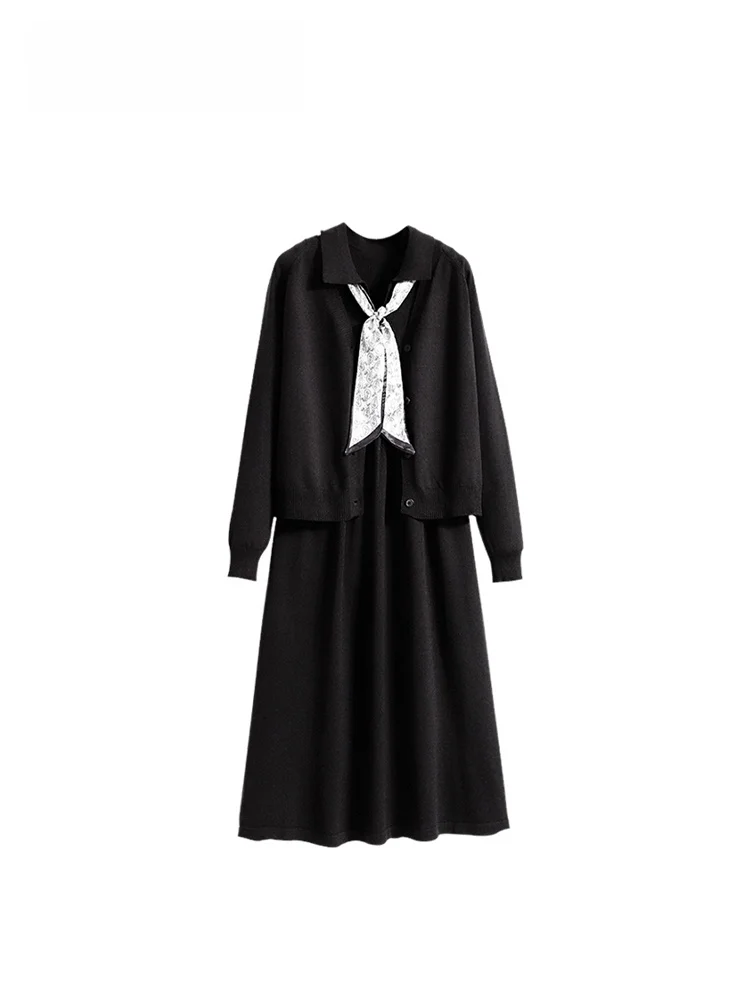 

CaraCLUB плюс размер, вязаный свитер и юбка для колледжа, женский комплект с длинным светом, модный осенний наряд для полных размеров...