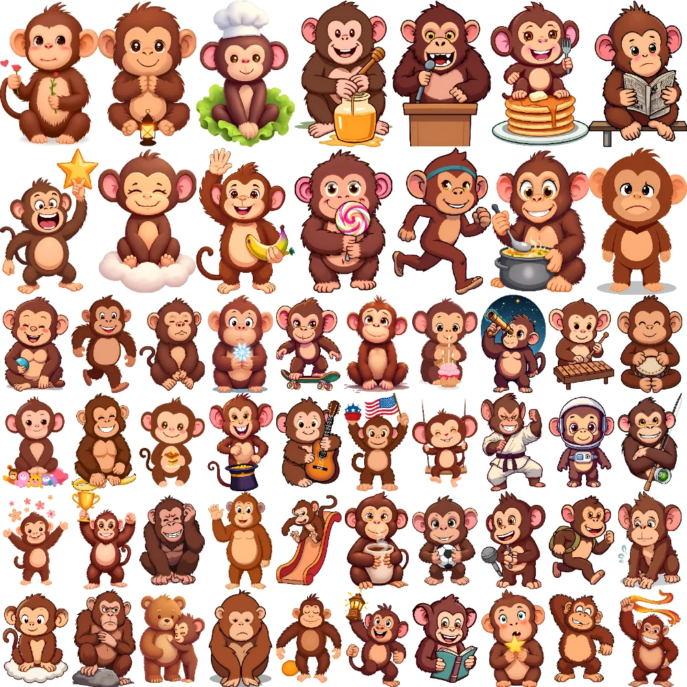 

54pcs Temporary Tattoo Decorative Stickers Waterproof Long-lasting Body Stickers Monkey Stickers For Arms