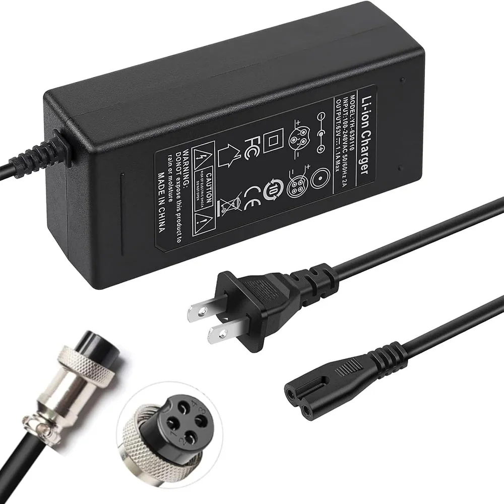 

Зарядное устройство 63 В, 2 А, 4 зубца для комплекта картинга, Gokart PRO Ninebot S/S-MAX/Mini PRO/Mini lite, зарядное устройство для литиевой батареи 55,5 В, черный