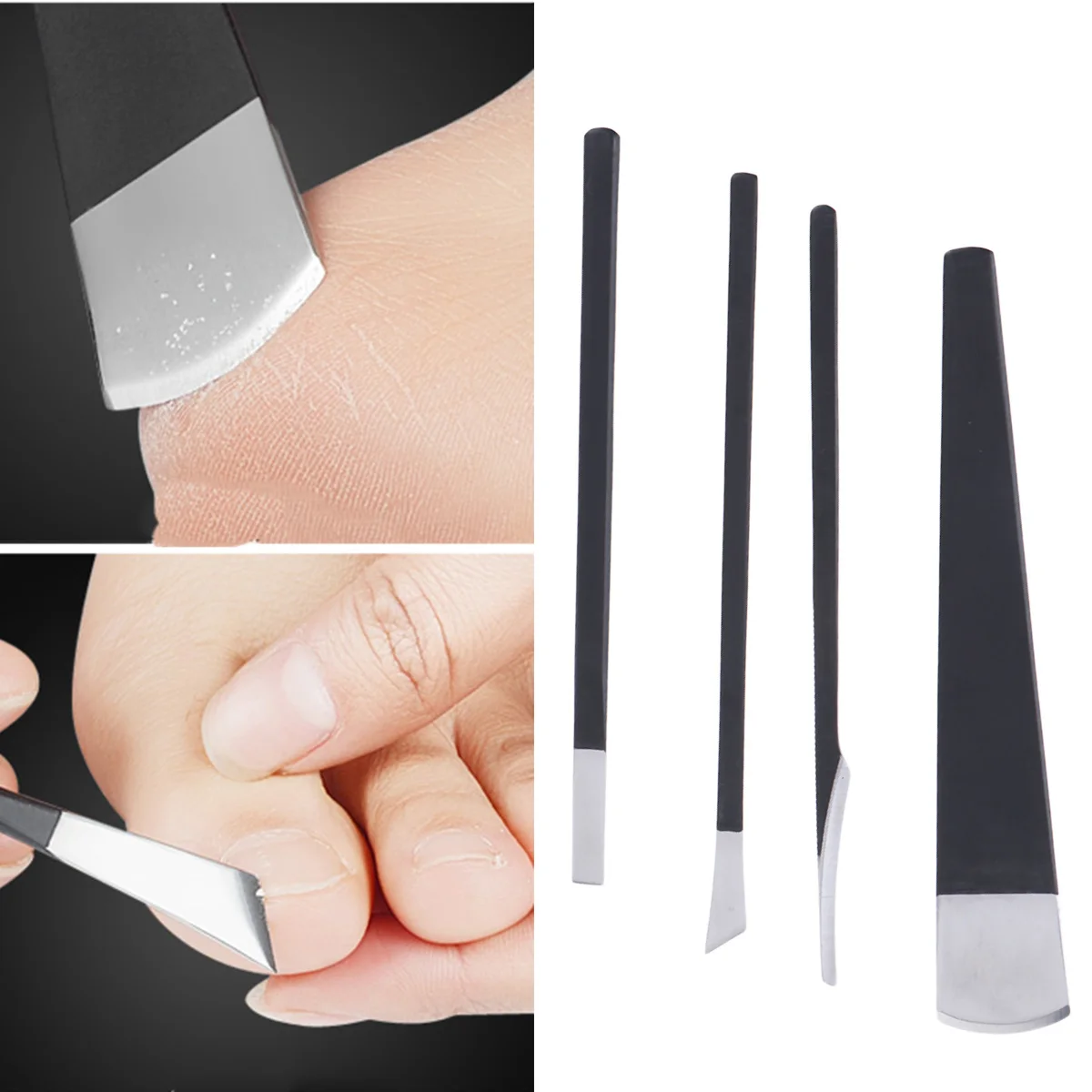 

1Set Pedicure Knife Set Premium Material 4 Tools Callus Dead Cuticle Remover Foot Nail Care Nail Grooming Kit Pedicure Tools