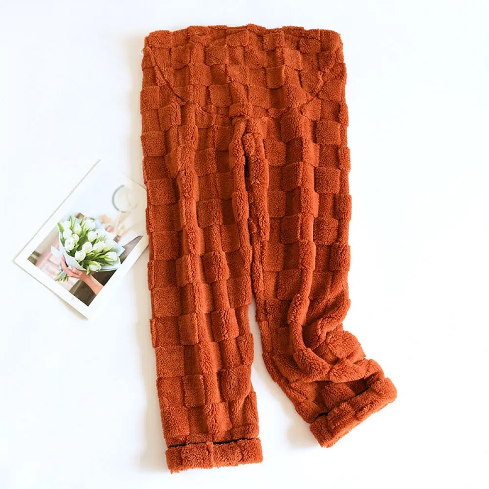Pregnant Women Maternity Pajamas Pants Winter Warm Fleece Lined Trousers Adjustable Belly Support Casual Soft Home Loungewear