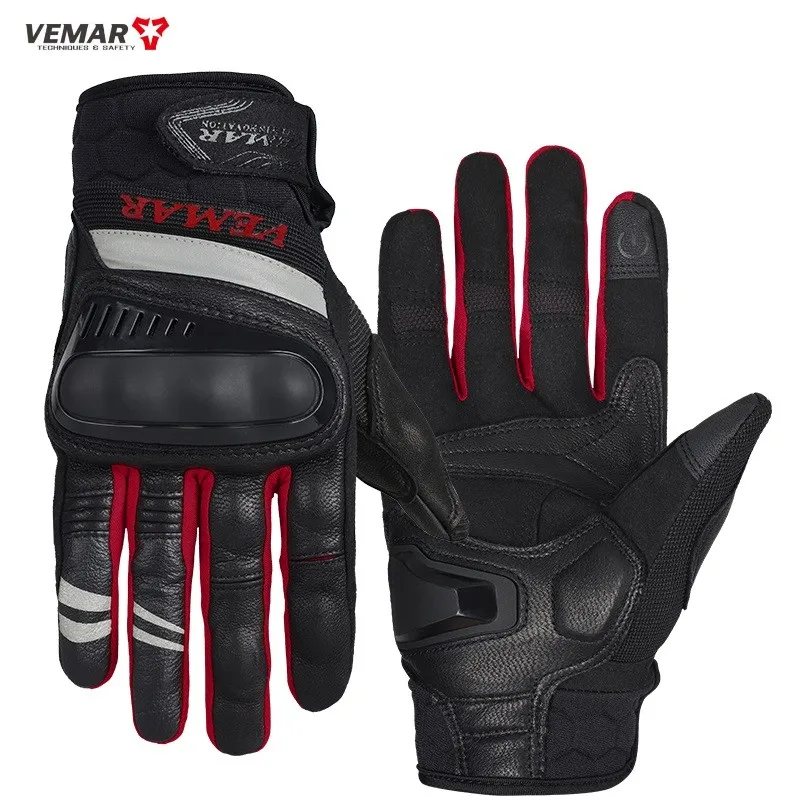 

VEMAR VE-208 Leather Motorcycle Luvas Men Women Racing Biker Motocicleta Riding Protective Gears Guantes Moto Motocross Gloves