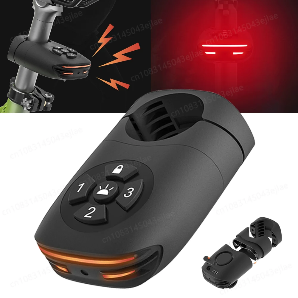 

4 Mode Smart Alarm Bicycle Tail/Brake Light 3 In 1 IP65 Waterproof One Touch Arming Night Cycling Outdoor LED Warning Lights