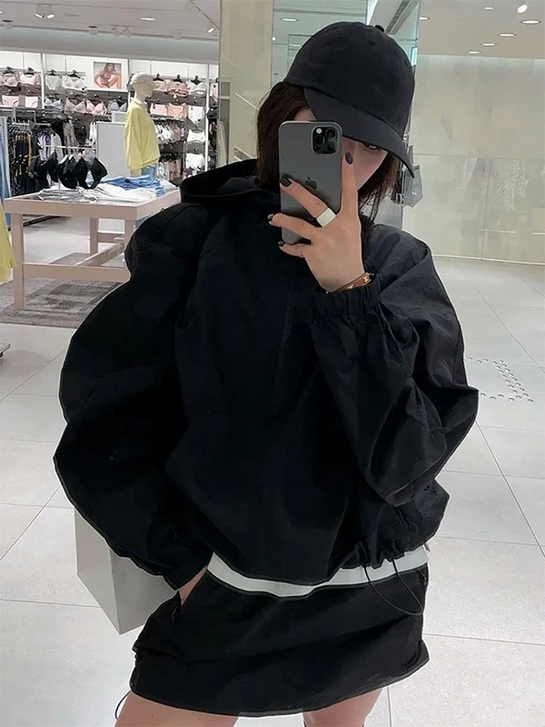 

plus Size 300 Pounds Women's Summer Outfit High Waist A-Line Short Skirt Two-Piece Set Sleeveless Hoodie Sun Protection