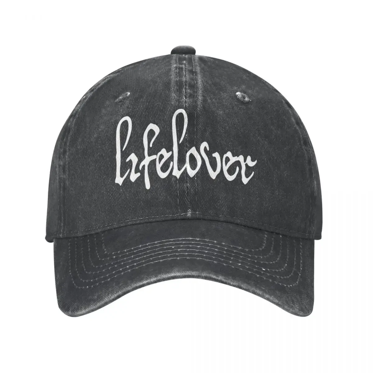 Vintage Lifelover White Solid Logo Baseball Caps Unisex Distressed Washed Dad Hat Depressive Rock Outdoor Summer Adjustable Hat