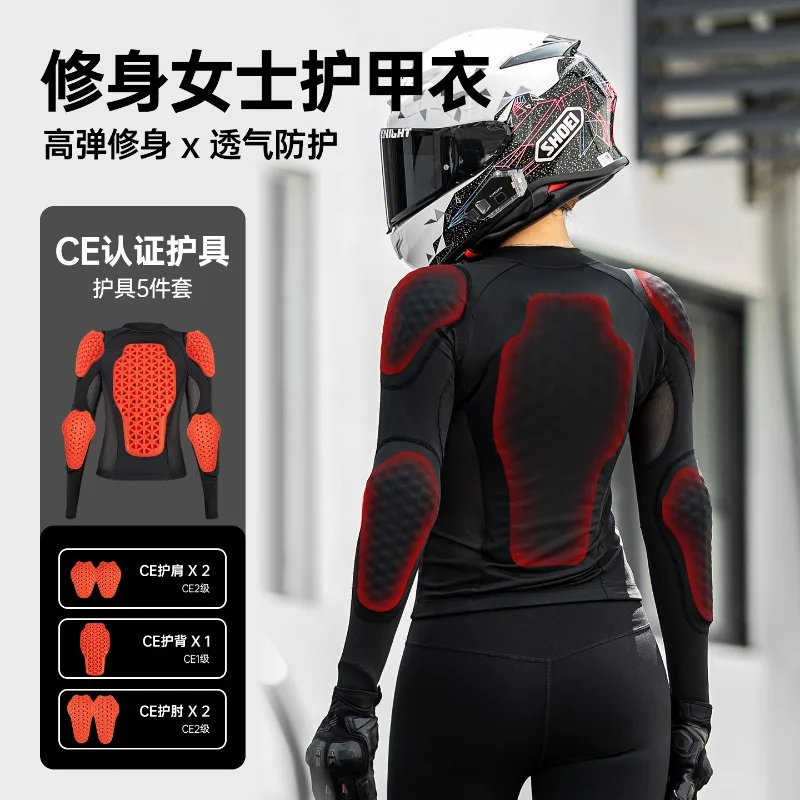 SKJ‑825 Women Motorcycle Protective Armor Shirt Summer Mesh Breathable Anti‑Impact Motorbike Riding Base Layer
