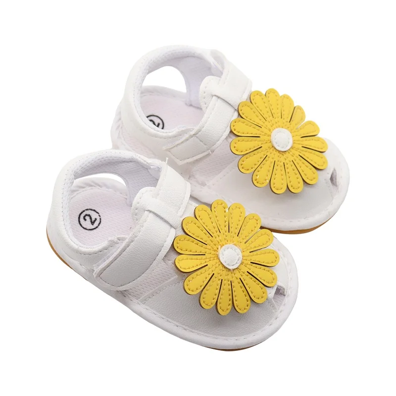 0-18M Infant Baby Girls Sandals Summer Flower Decor Anti-Slip Soft Sole Princess Shoes Beach Slipper Toddler First Walkers Shoes