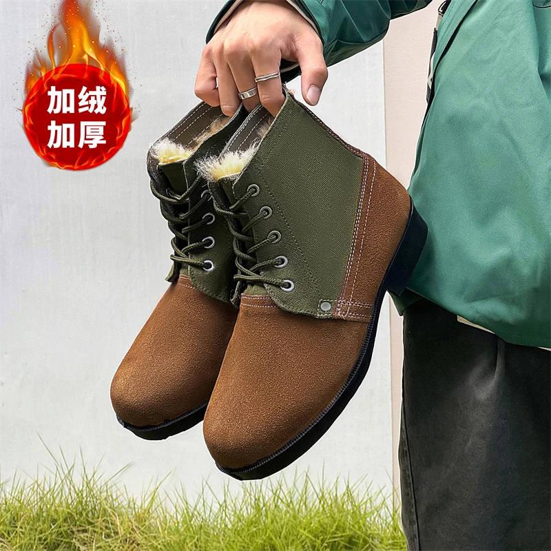 Men Solid Leather Low Ankle Booties Simple Round Toe Flat Heel Zip Boots Non Slip Wearproof Sole Daily Versatile Walking Shoes