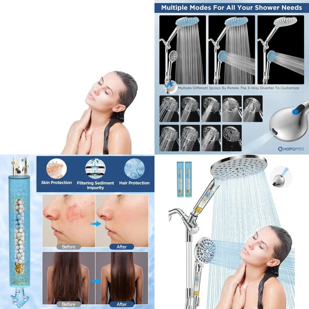 

Набор для душа с двойной фильтрацией и насадкой для душа с высоким давлением, удаляет хлор, улучшает здоровье кожи и волос.