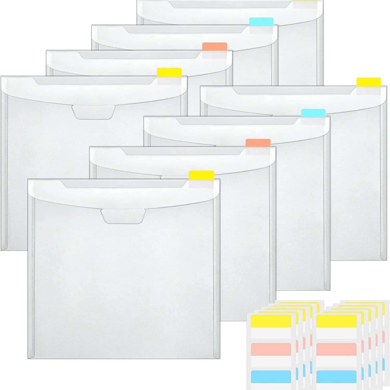 

50 Pieces Transparent Scrapbook Organizer Envelopes Storage Pockets Sleeves for Storing 12 X 12 Inch Paper with 120 Pcs Label