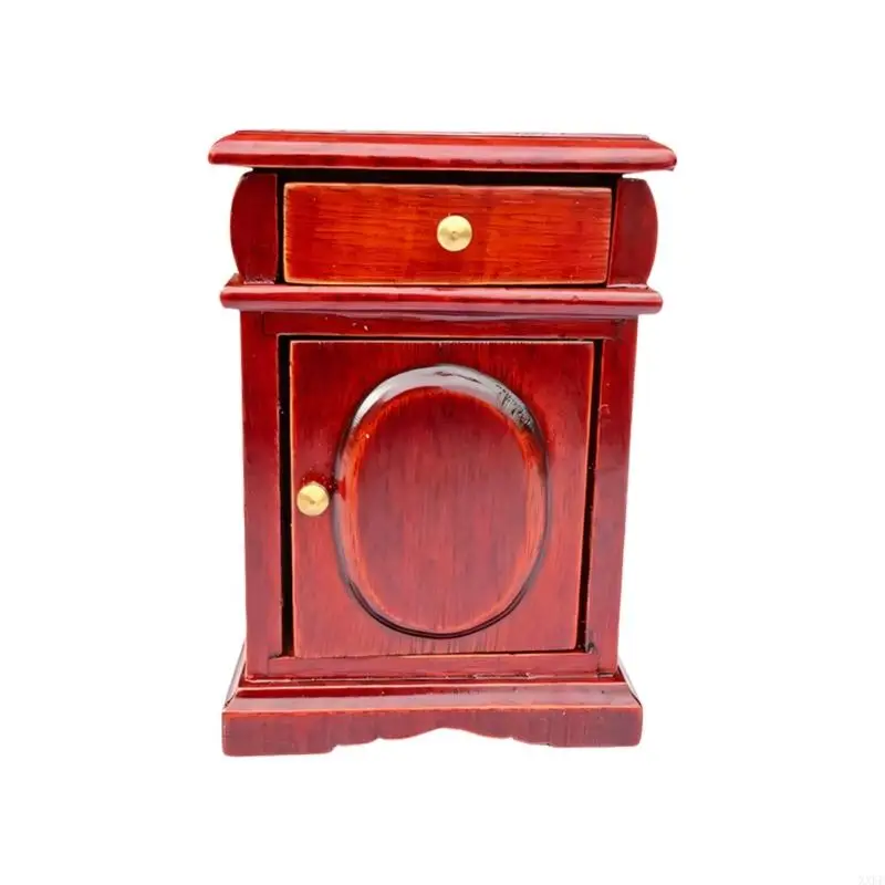 XXFE Bedroom Bedside Cabinet for 1:12 Doll House Furniture With Look Texture for Display Builders, Room Styling and Photo Setups