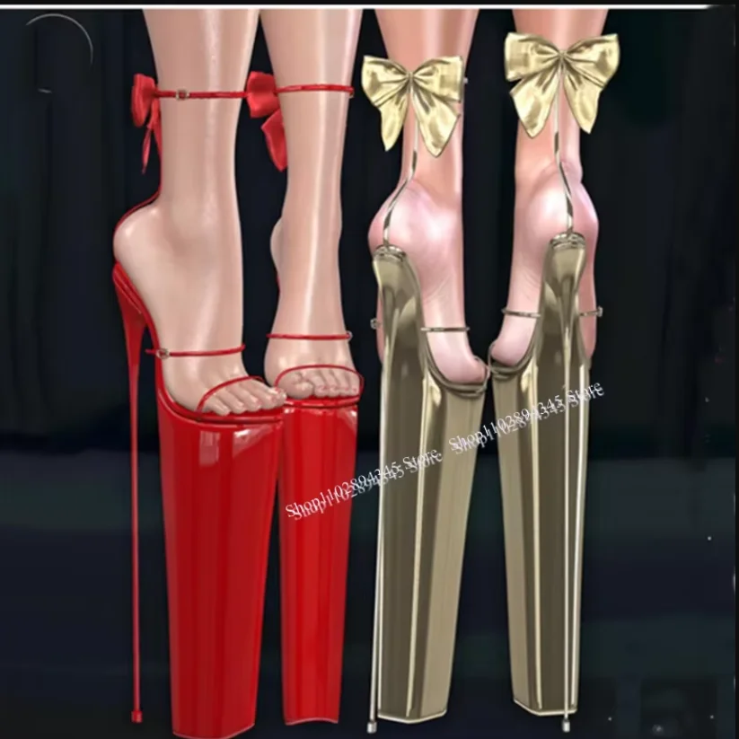 

Red Bow Knot Platform Sandals Thin High Heel Open Toe Hollow Fashionable Sexy Cool Summer Big Size Woman Shoes Zapatillas Mujer