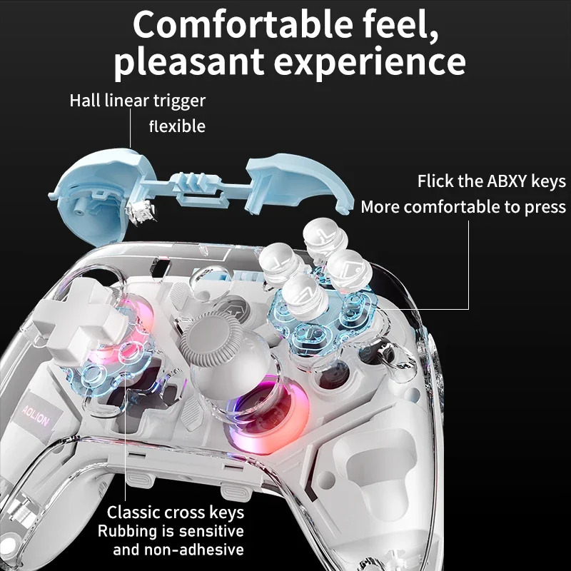 Controller di gioco wireless Aolion K10 con dock di ricarica Gamepad RGB effetto Hall Joystick Trigger per Nintend Switch/PC/telefono
