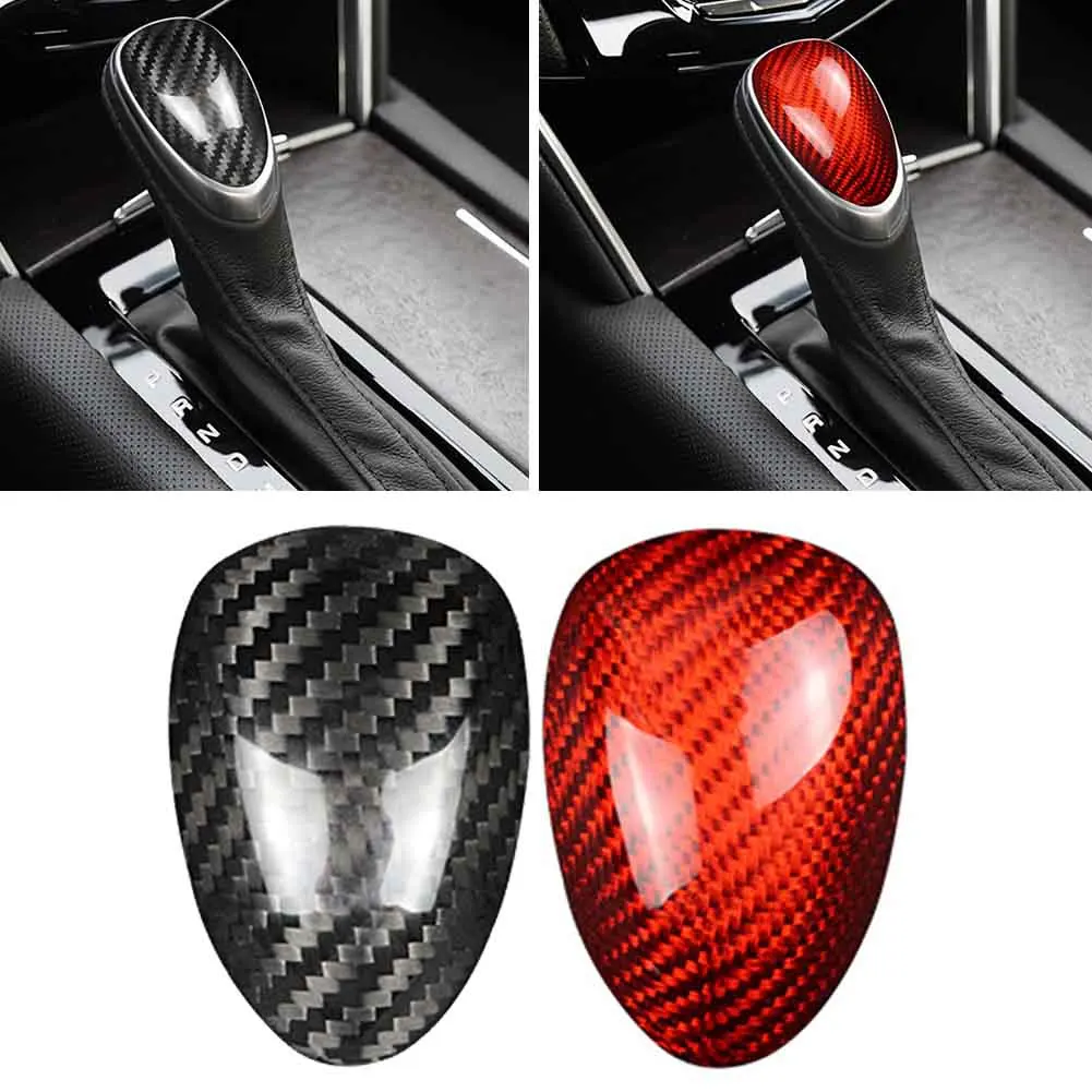 Carbon Fiber Car Gear Shift Knob Cover Trim Decoration For Cadillac ATS 2013 2014 2015 2016 2017 2018 2019 Black/Red