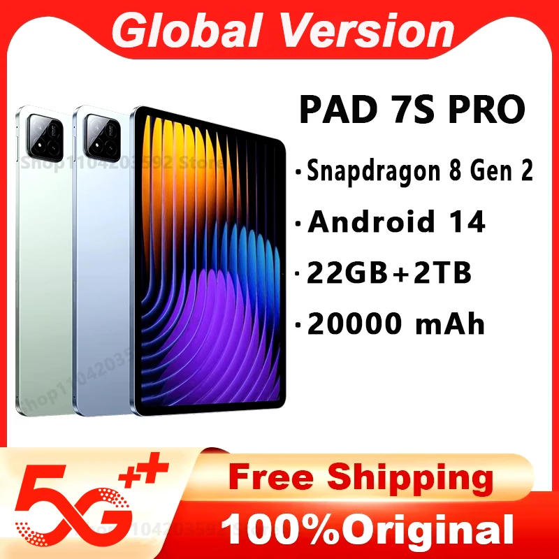 2025 Global Original Pad 7S Pro Tablet Android Snapdragon 8 Gen 2 11Inch Android 14 22GB+2TB HD Screen 5G Wifi Tablet PC