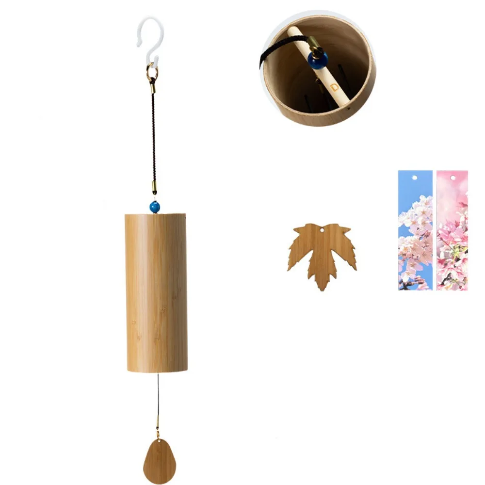 

Ancient Style Handmade Bamboo Wind Chimes Hand Cranked Simple Musical Windchime Antique Blessing Bell Outdoor