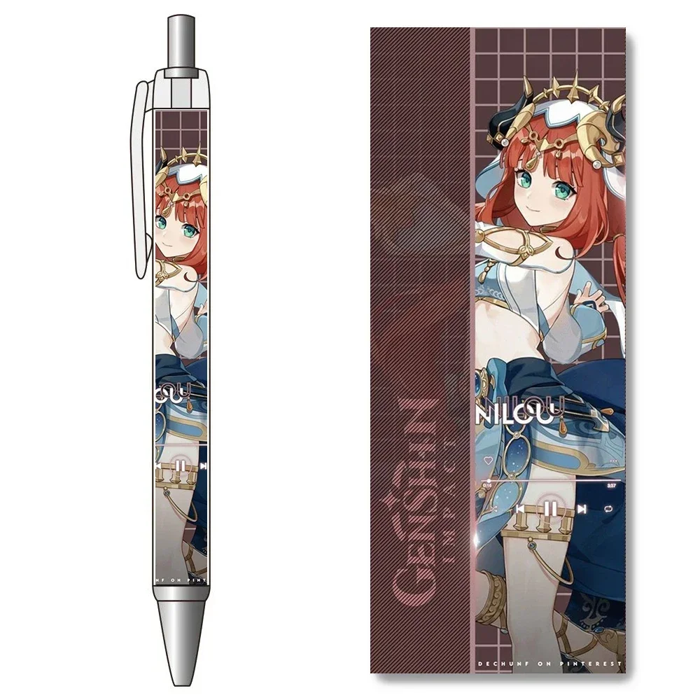 1PCS Genshin Impact Gel Pens Kaeya Tartaglia Nilou Yae Miko Diona Sucrose Cyno HD Pattern Writing Black Caneta School Supplies