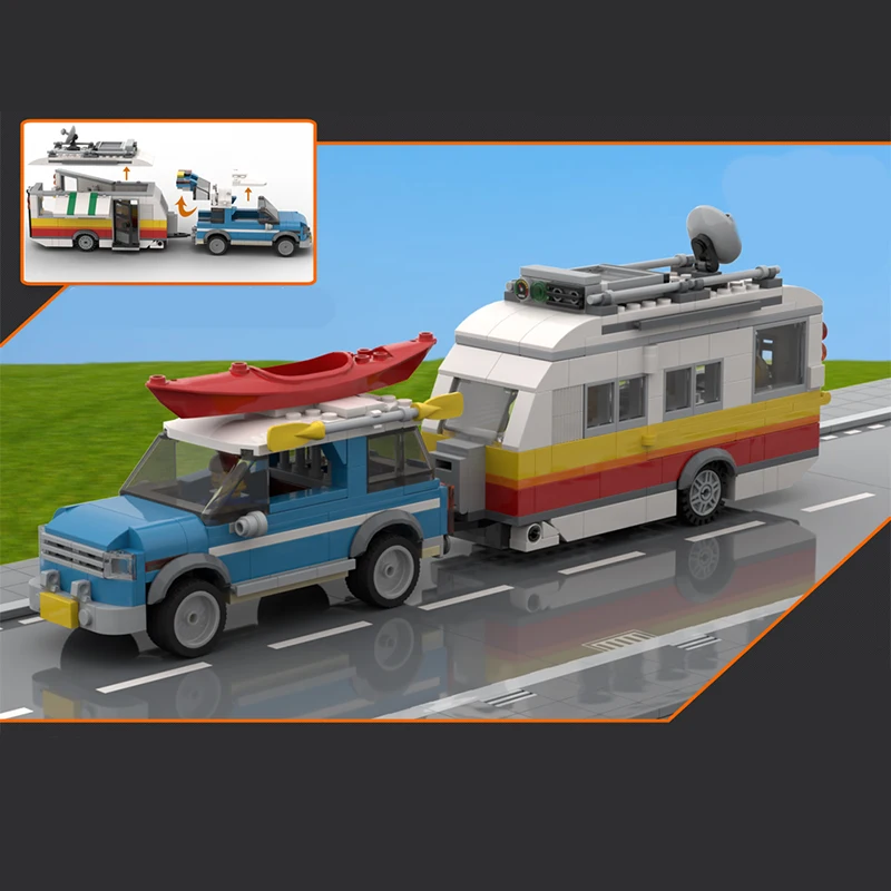 482PCS MOC Caravan Family Car Building Block Model Creative Children Brick Toy Birthday Building Gift