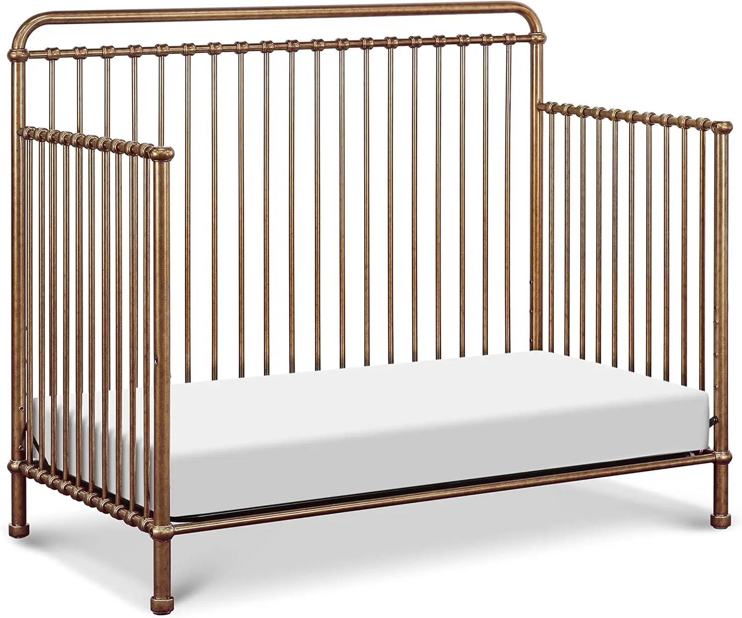 NAMESAKE Winston 4-in-1 Convertible Metal Crib in Vintage Gold, Greenguard Gold Certified