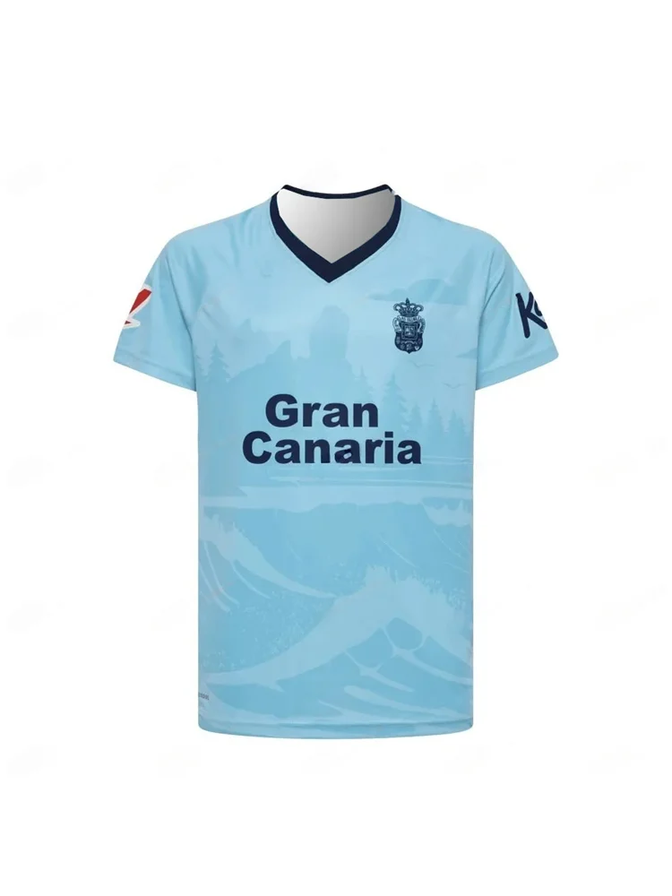 الموسم الاسباني الثقافة الجديدة UD Las Palmas عادية ثلاثية الأبعاد تي شيرت مطبوع زي كرة القدم الكبار الأطفال الرجال الصيف العام
