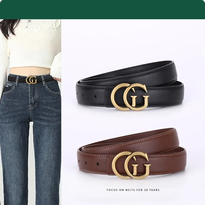

Women's leather belt, women's belt, simple and fashionable, business smooth buckle belt, versatile belt