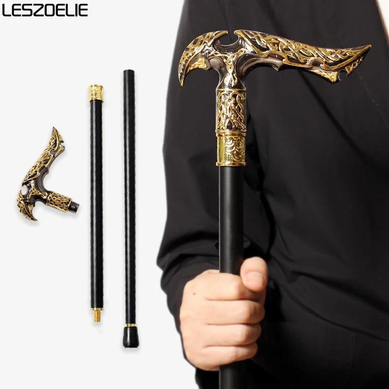 92cm 高級ゴールド＆ブラックハンドル ウォーキングケーン メンズ エレガント ヴィンテージ ファッション パーティー装飾スティック レディース スタイリッシュ ケイン